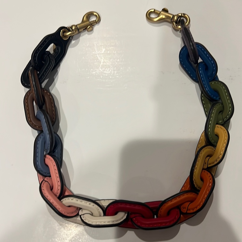 Coach leather coated bag chain